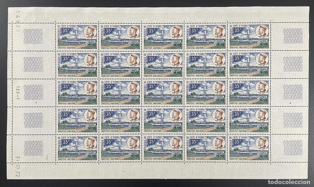 Sellos: Costa de Marfil 1972 YT 343 tabl&oacute;n Institut Pasteur Louis science