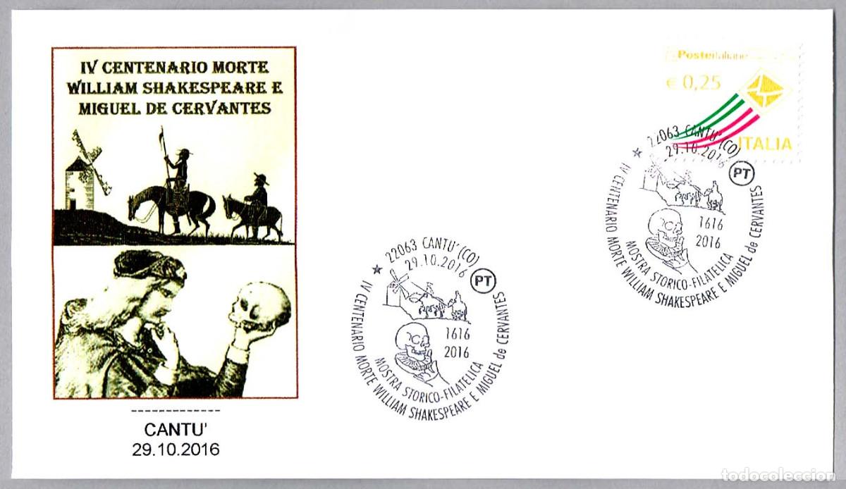Sellos: Matasellos 400 A&Ntilde;OS MUERTE DE CERVANTES Y SHAKESPEARE. Cantu, Italia, 2015