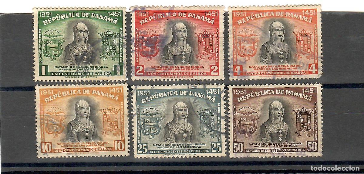 Sellos: 6 SELLOS DE PANAMA ISABEL LA CATOLICA USADOS A&Ntilde;O 1951