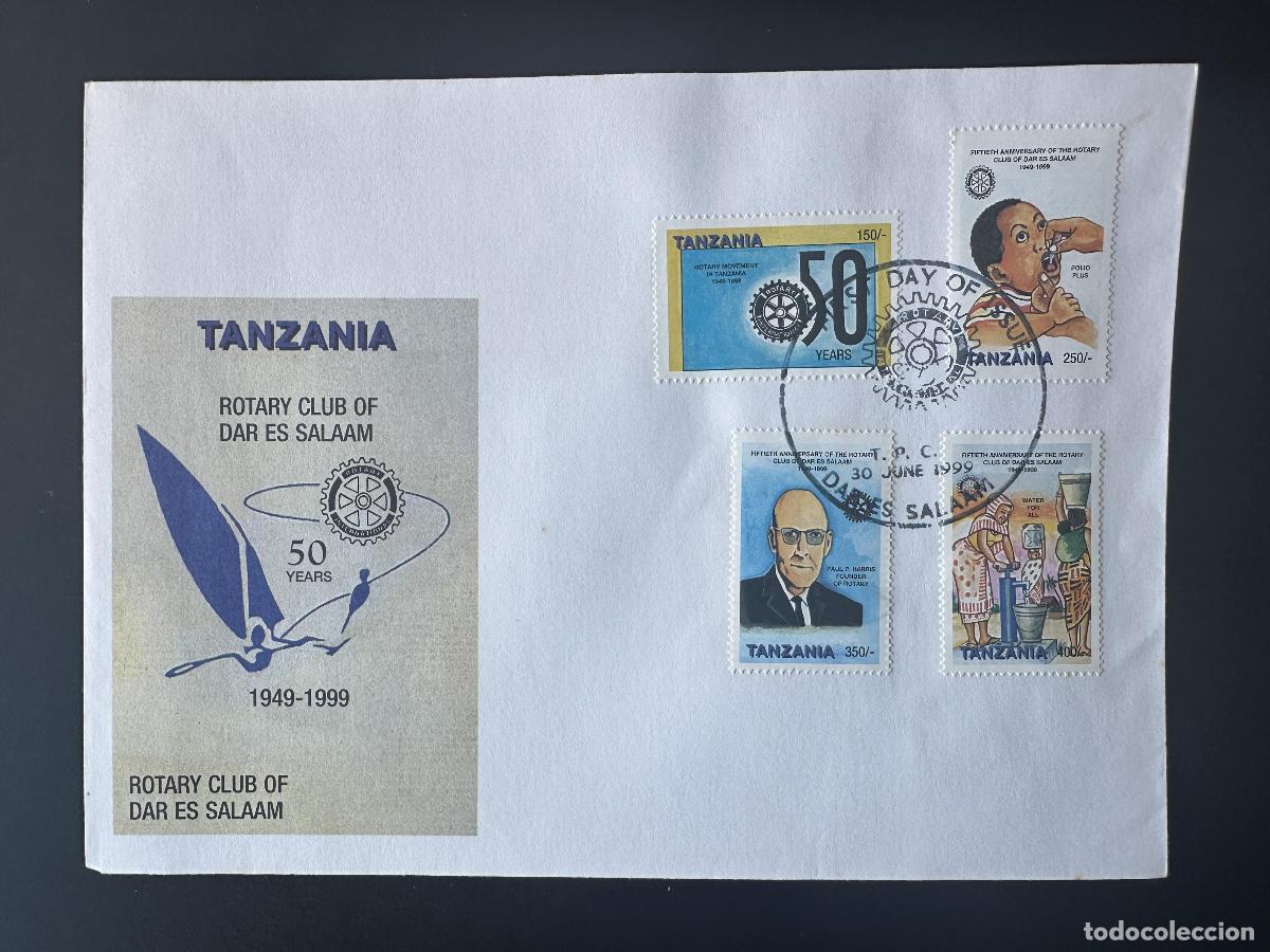 Sellos: Tanzania 1999 Mi. 3425 - 3428 FDC Primer d&iacute;a del Rotary Club International Paul Harris