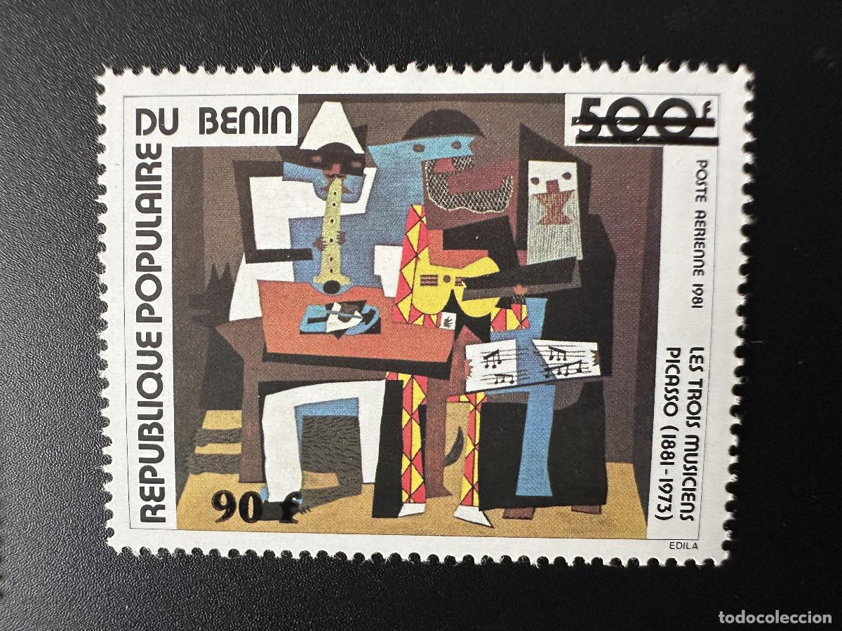 Sellos: Ben&iacute;n 1985 Mi. 395 Pintura Arte Pablo Picasso M&uacute;sicos M&uacute;sica sobrecargada