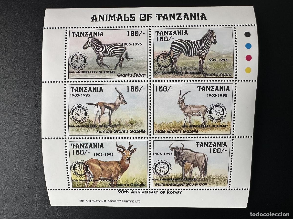 Sellos: Tanzania 1996 Mi. 2578 - 2583 Vida silvestre sobrecargada del Rotary Club International 1995