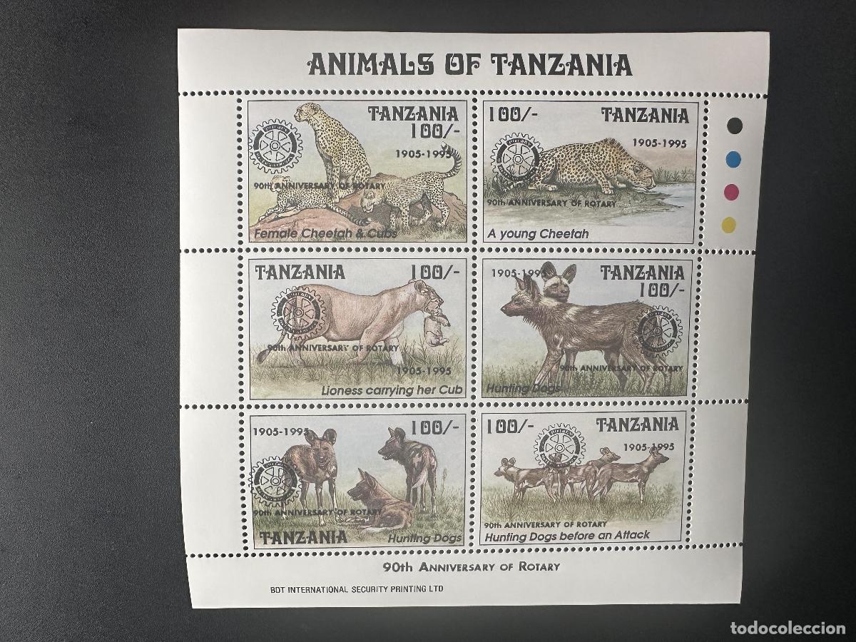Sellos: Tanzania 1996 Mi. 2578 - 2583 sobrecargado Rotary Club 1995 vida silvestre Lion Cheetah