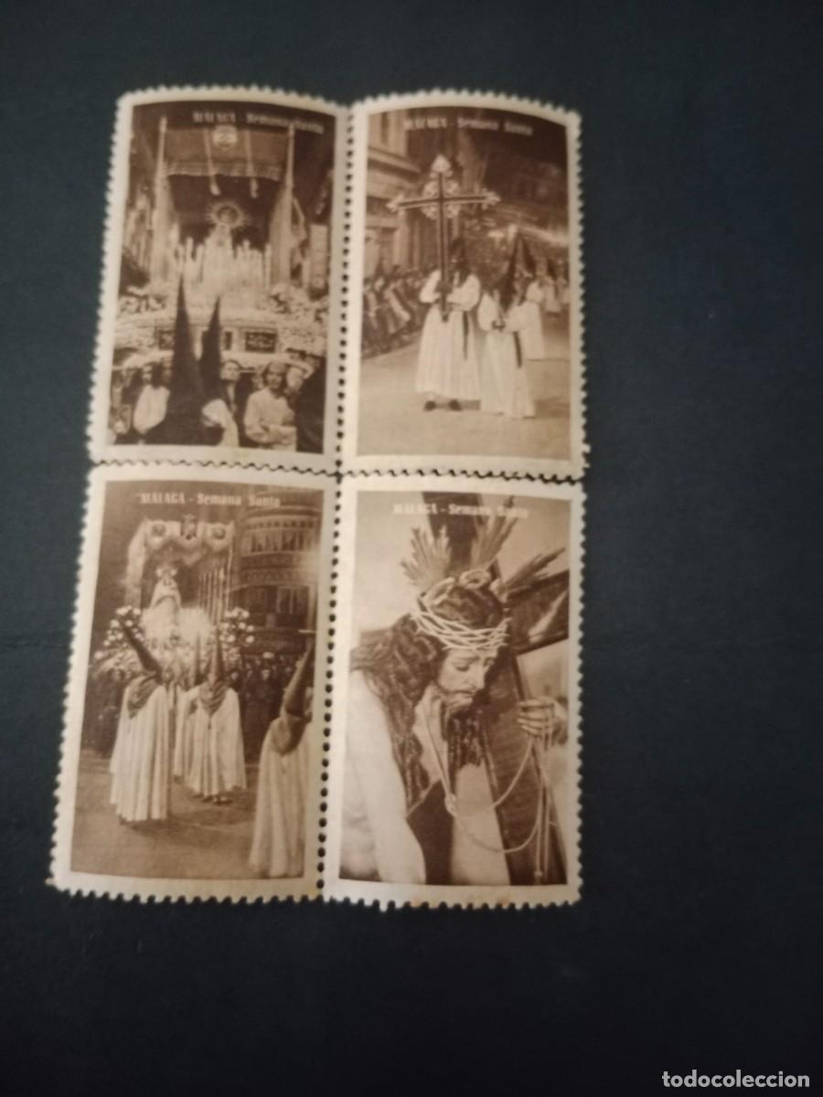 Sellos: LOTE DE 4 ANTIGUAS VI&Ntilde;ETAS - SEMANA SANTA DE MALAGA