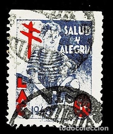 Sellos: V1-3 Vi&ntilde;eta TUBERCULOSOS 1948 Usada por correos Leyenda SALUD Y ALEGRIA. Ver