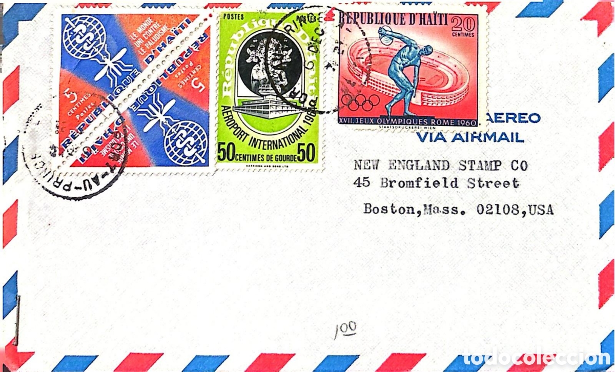 Sellos: CA)Haiti &middot; 1960 &middot; Airmail Cover with Commemorative Stamps &mdash; An international airmail envelope from