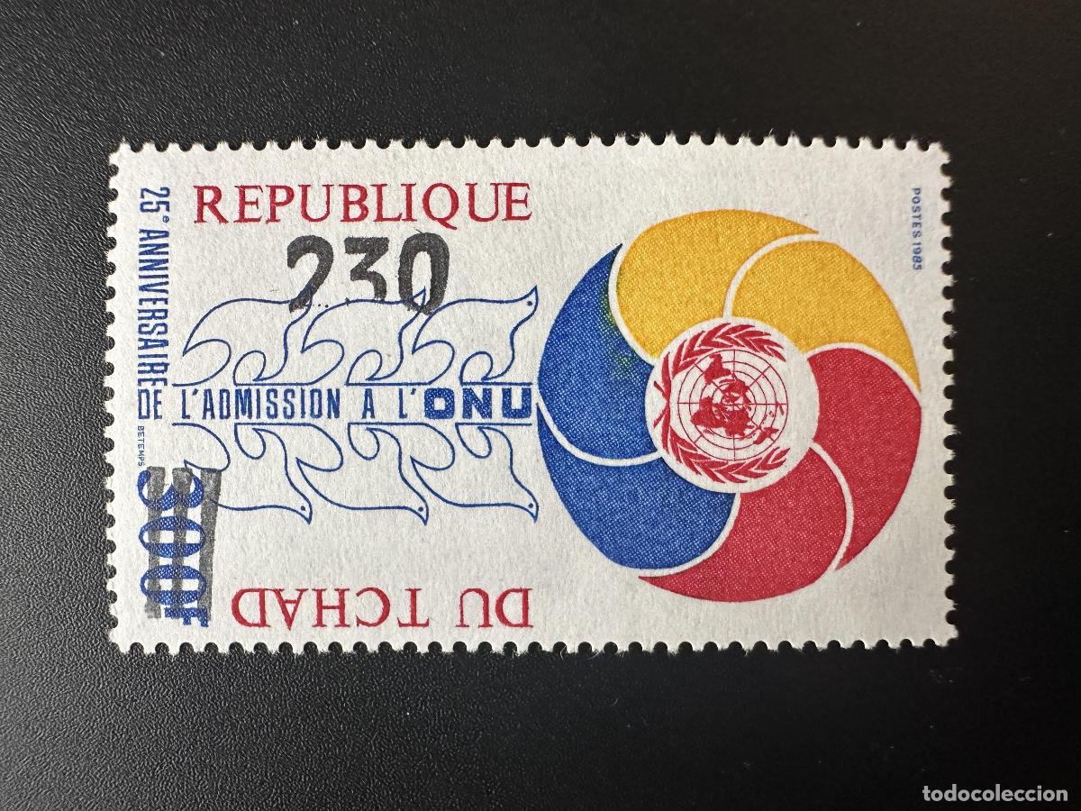 Sellos: Chad 1987/1988 Mi.? Entrada sobrecargada: ONU Naciones Unidas paloma