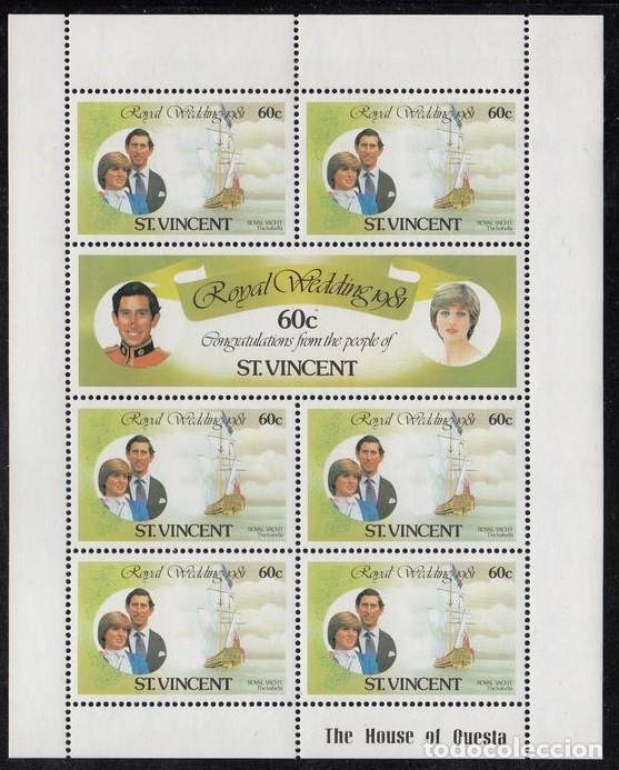 Sellos: ST. VINCENT 1981 SHEET MNH PRINCE CHARLES PRINCESS DIANA ROYAL WEDDING BODA REAL REALEZA ROYALTY