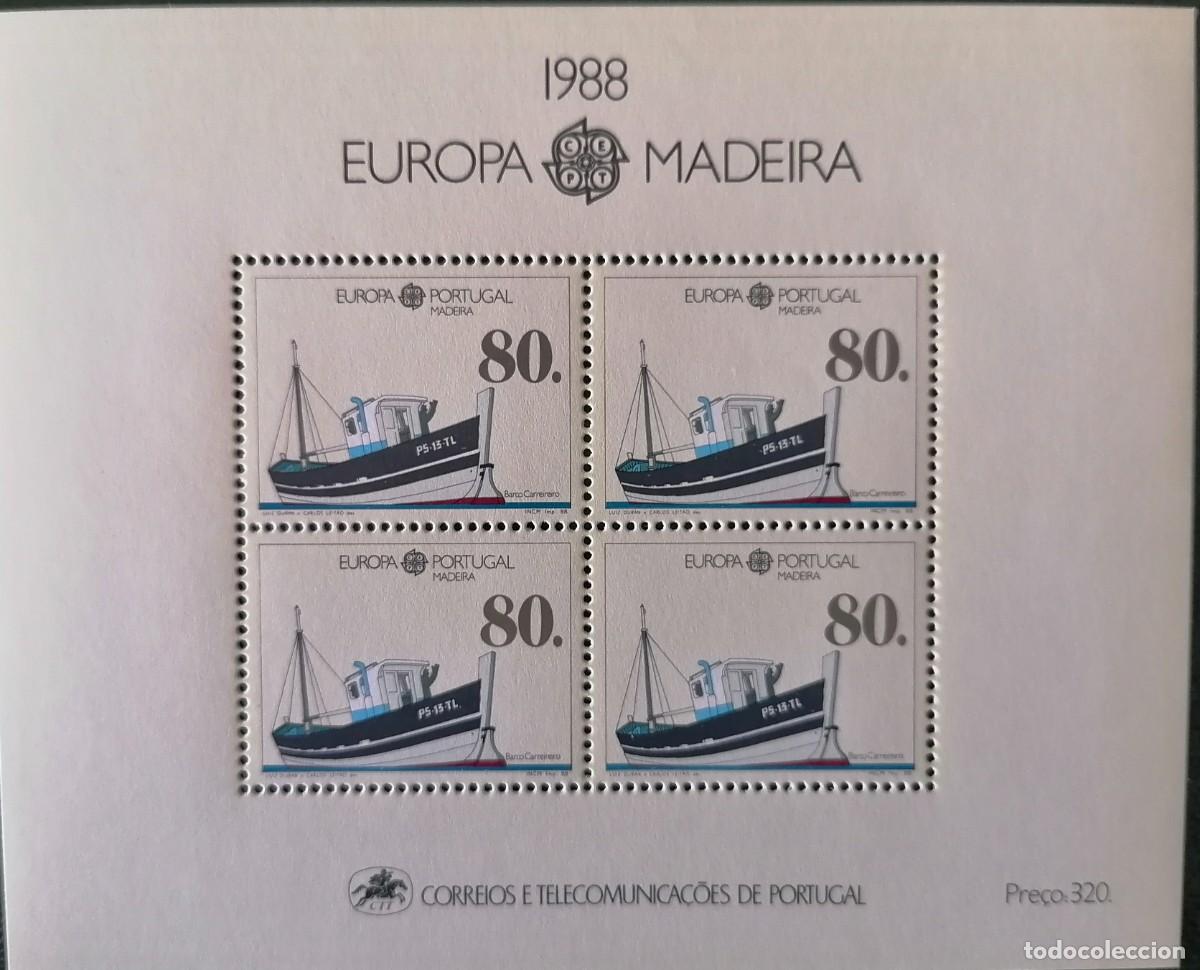 Sellos: MADEIRA 1988 - HB CEPT / BARCOS . - Foto 1