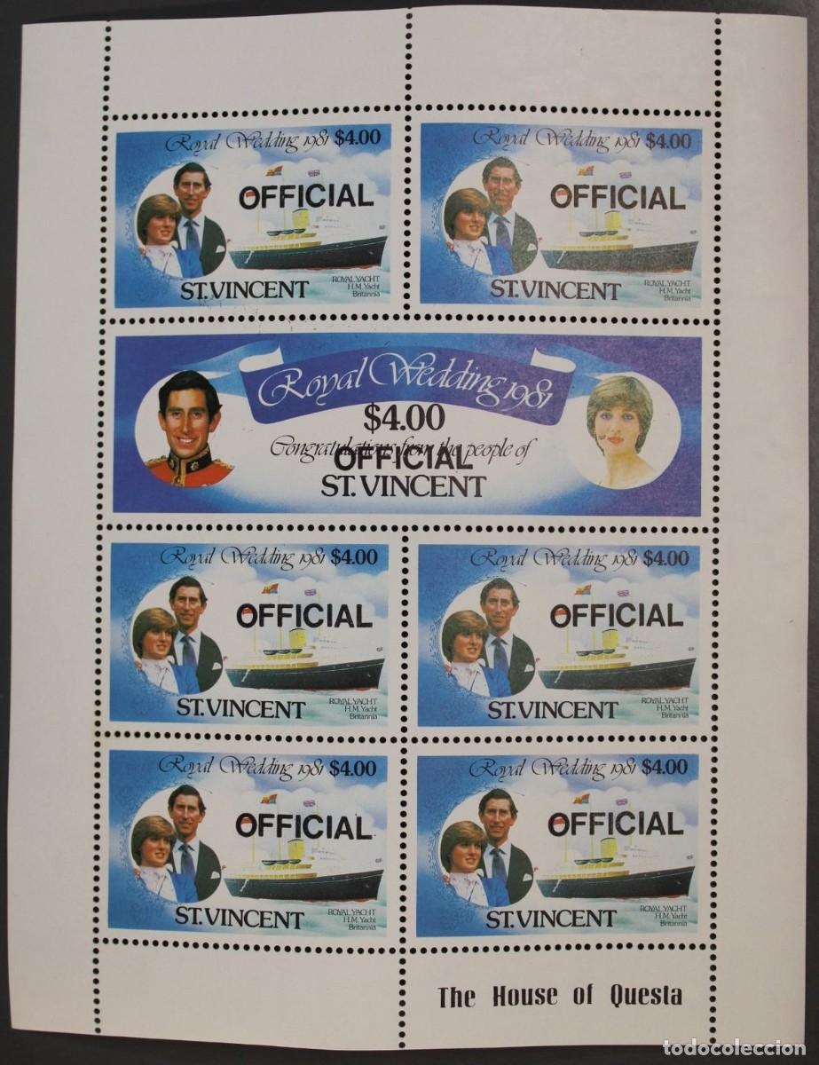 Sellos: ST. VINCENT 1981 SHEET MNH OVERPRINTED SURTAX CHARLES Y DIANA ROYAL WEDDING BODA REAL REALEZA