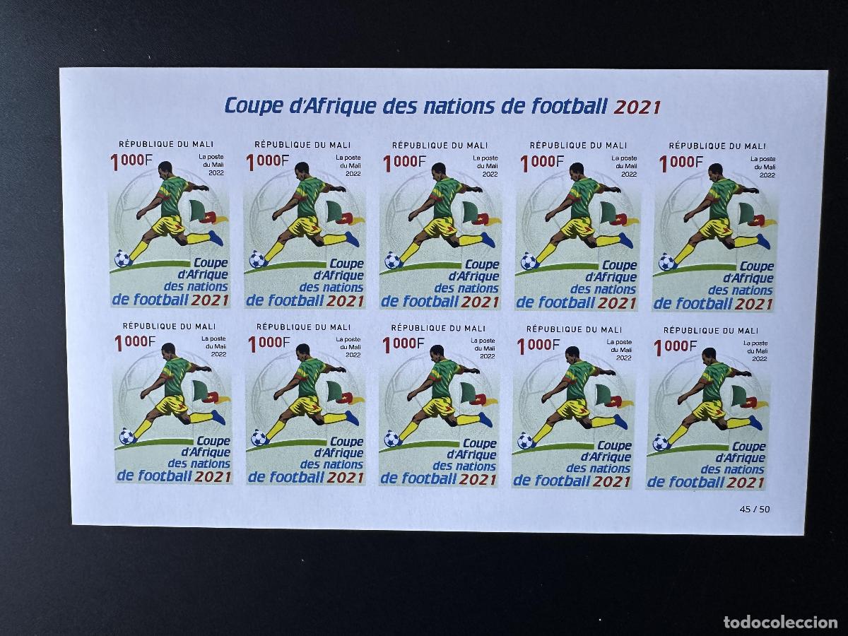 Sellos: Mali de mayo 2022? ND M/S bandera la Copa Africana Naciones (CAN Football 2021)