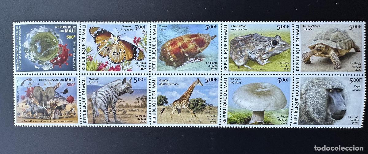 Sellos: Mali &iquest;mayo de 2022? Vida silvestre COVID-19 biodiversidad mariposa rana hongo tortuga
