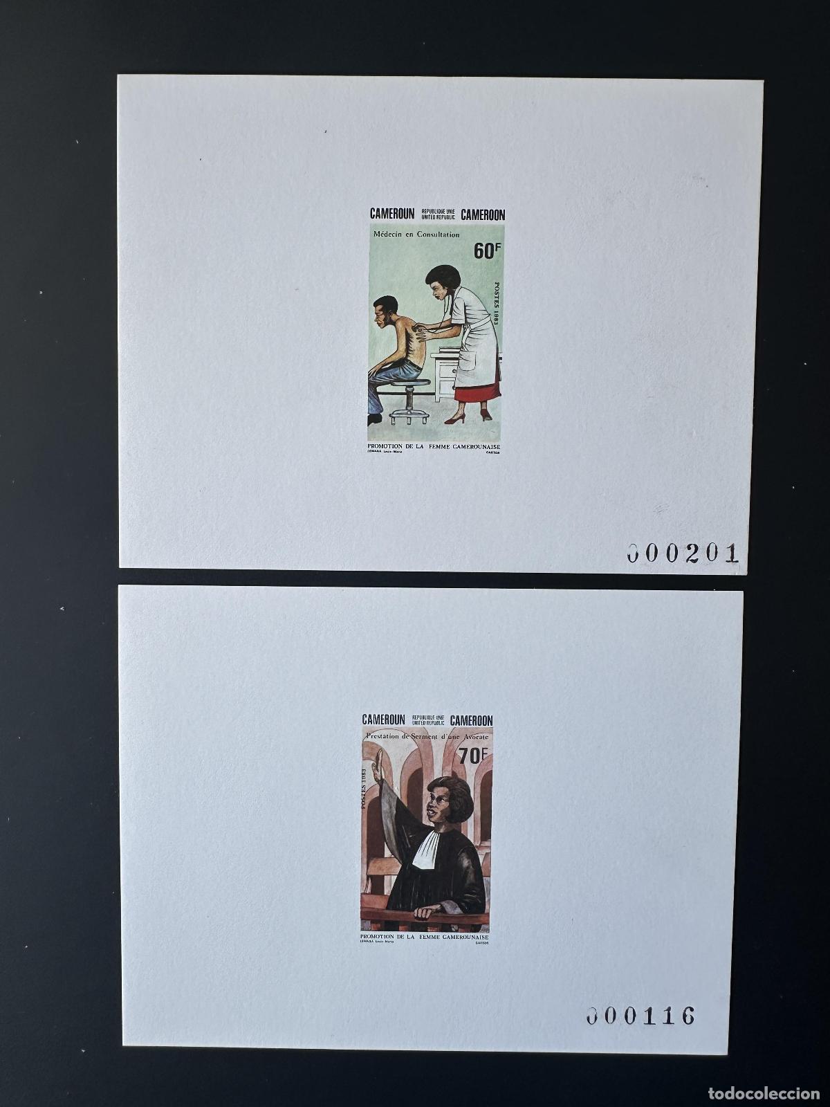 Sellos: Camer&uacute;n 1983 Mi. 1002 - 1003 Proof Luxury Mujer doctora abogada camerunesa
