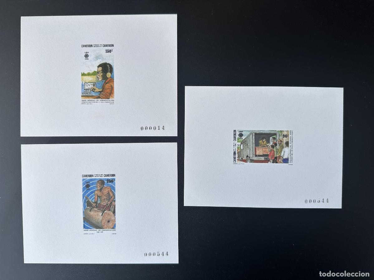 Sellos: Camer&uacute;n 1983 Mi. 1016 - 1018 Proof Luxe Comunicaciones del A&ntilde;o Mundial