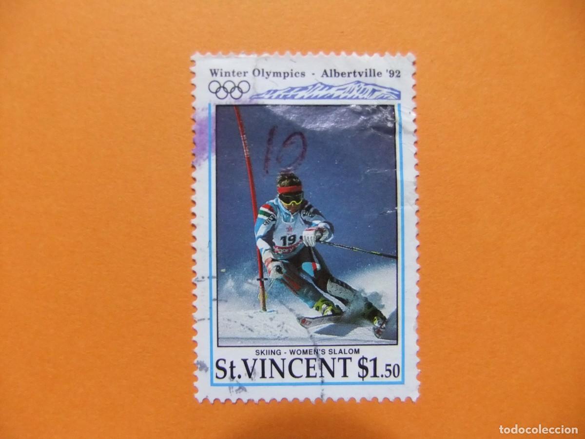 Sellos: 52 ST. VINCENT 1974 / JUEGOS OLIMPICOS de ALBERTVILLE - SLALOM DAMES / YVERT 1451 FU