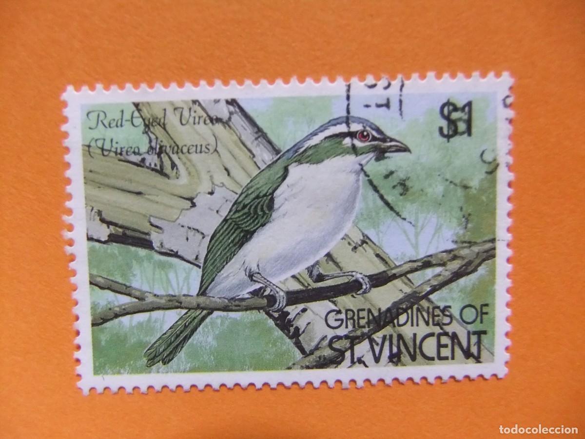 Sellos: 52 GRENADINES of ST. VINCENT 1990 / FAUNA PAJARO VIREA OLIVACEUS / YVERT 639H FU