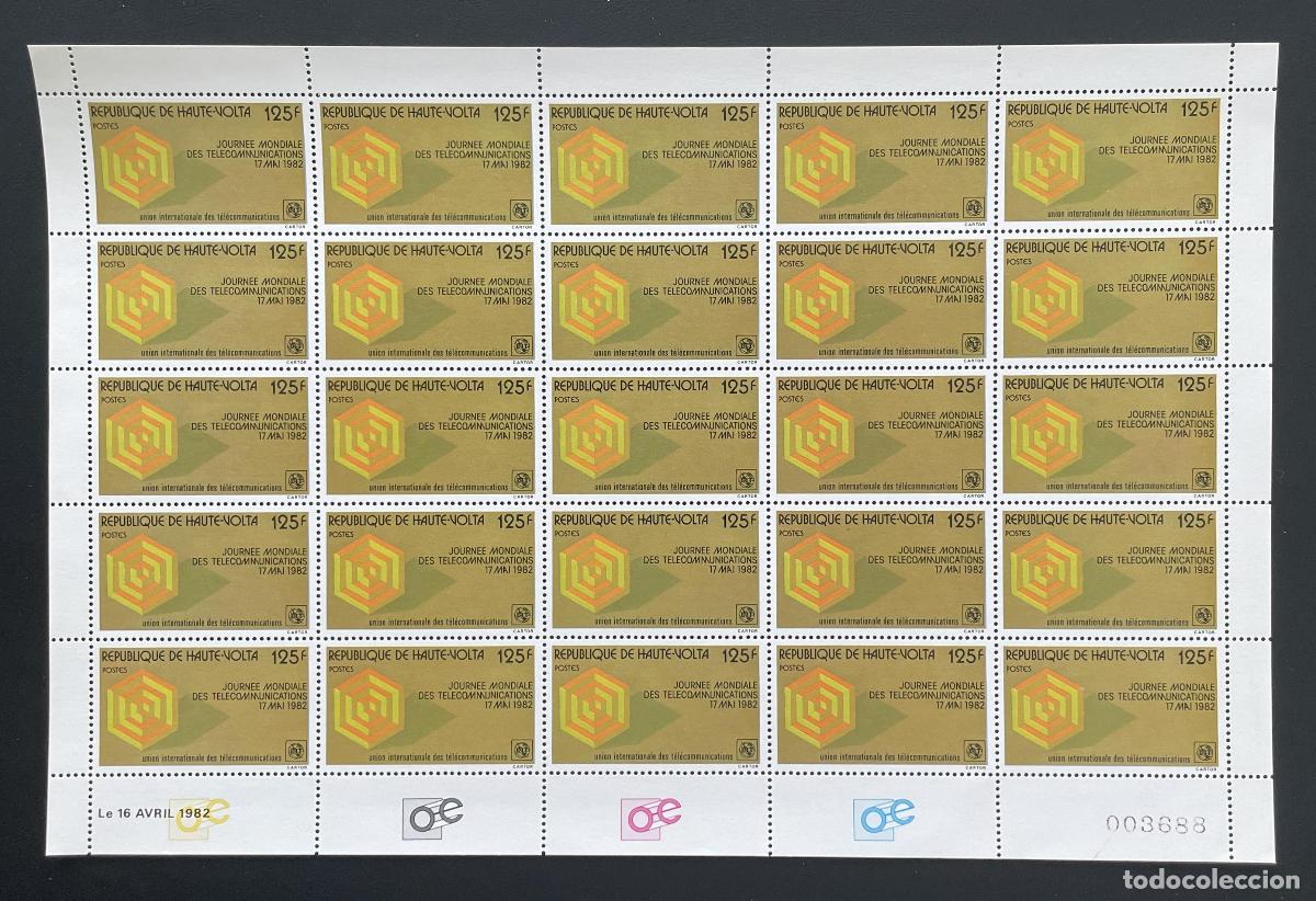 Stamps: Alto Volta 1982 YT 580 bloque D&iacute;a Mundial Telecomunicaciones UIT