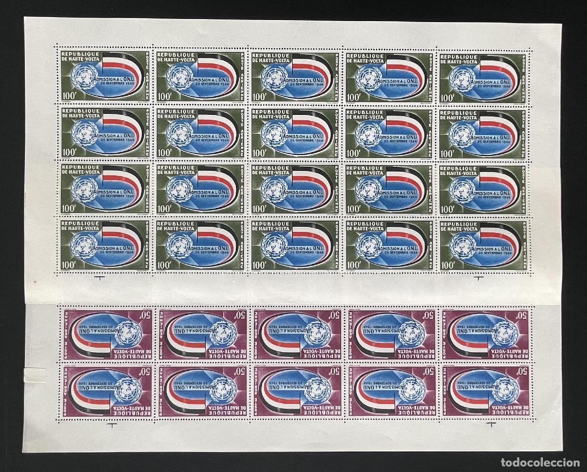 Stamps: Alto Volta 1962 YT PA 5 6 bloque admisi&oacute;n ONU bandera correo a&eacute;reo
