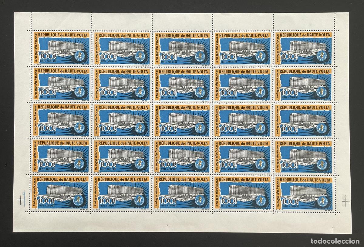 Timbres: Alto Volta 1966 YT PA 30 sede OMS Ginebra correo a&eacute;reo salud
