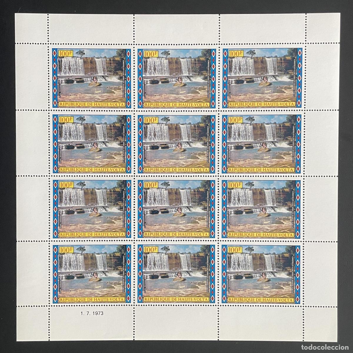 Sellos: Alto Volta 1973 YT PA 164 bloque cataratas cascadas agua paisaje naturaleza