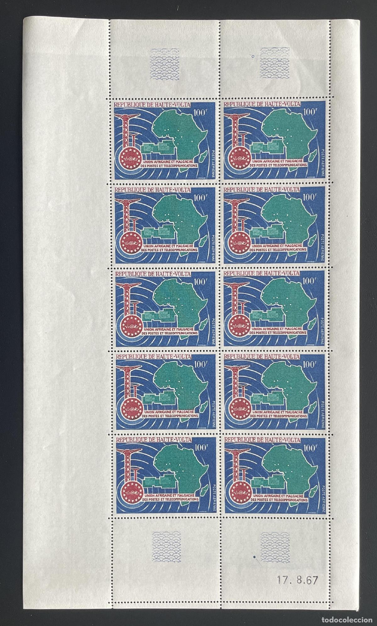 Sellos: Alto Volta 1967 YT PA 46 bloque UAMPT telecomunicaciones &Aacute;frica