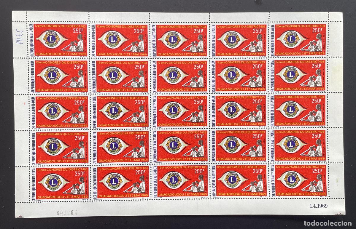 Sellos: Alto Volta 1969 YT PA 65 bloque Lions International congreso