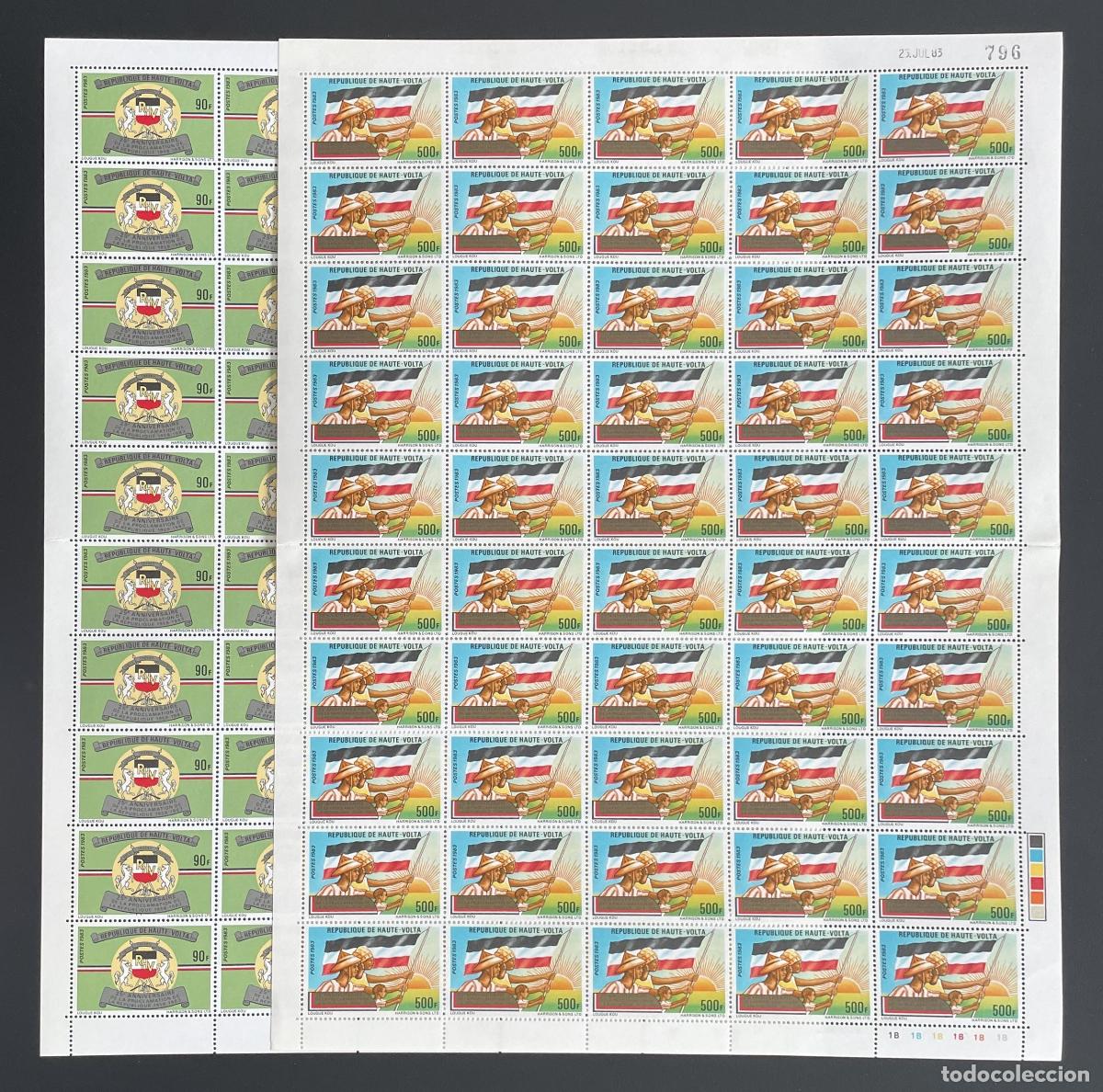 Sellos: Alto Volta 1983 YT 620-621 bloque escudo bandera independencia rep&uacute;blica