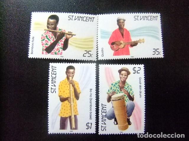 Sellos: 52 ST. VINCENT 1985 / MUSICOS con sus INSTRUMENTOS MUSICALES / YVERT 858 / 861 MNH
