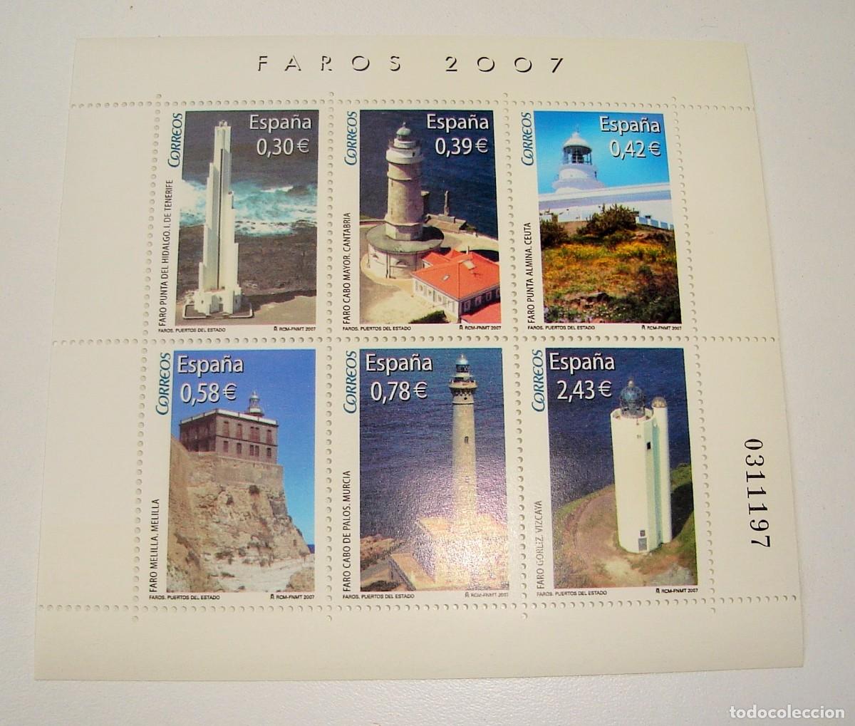 Sellos: FILATELIA CORREOS PLIEGO DE SELLOS FAROS 2007 LOTE 18