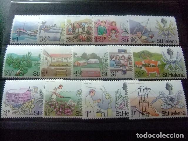 Sellos: 52 ST. HELENA 1968 / QUEEN ELIZABETH moneda decimal DIVERSAS VISTAS / YVERT 230 / 242 + 209a MNH