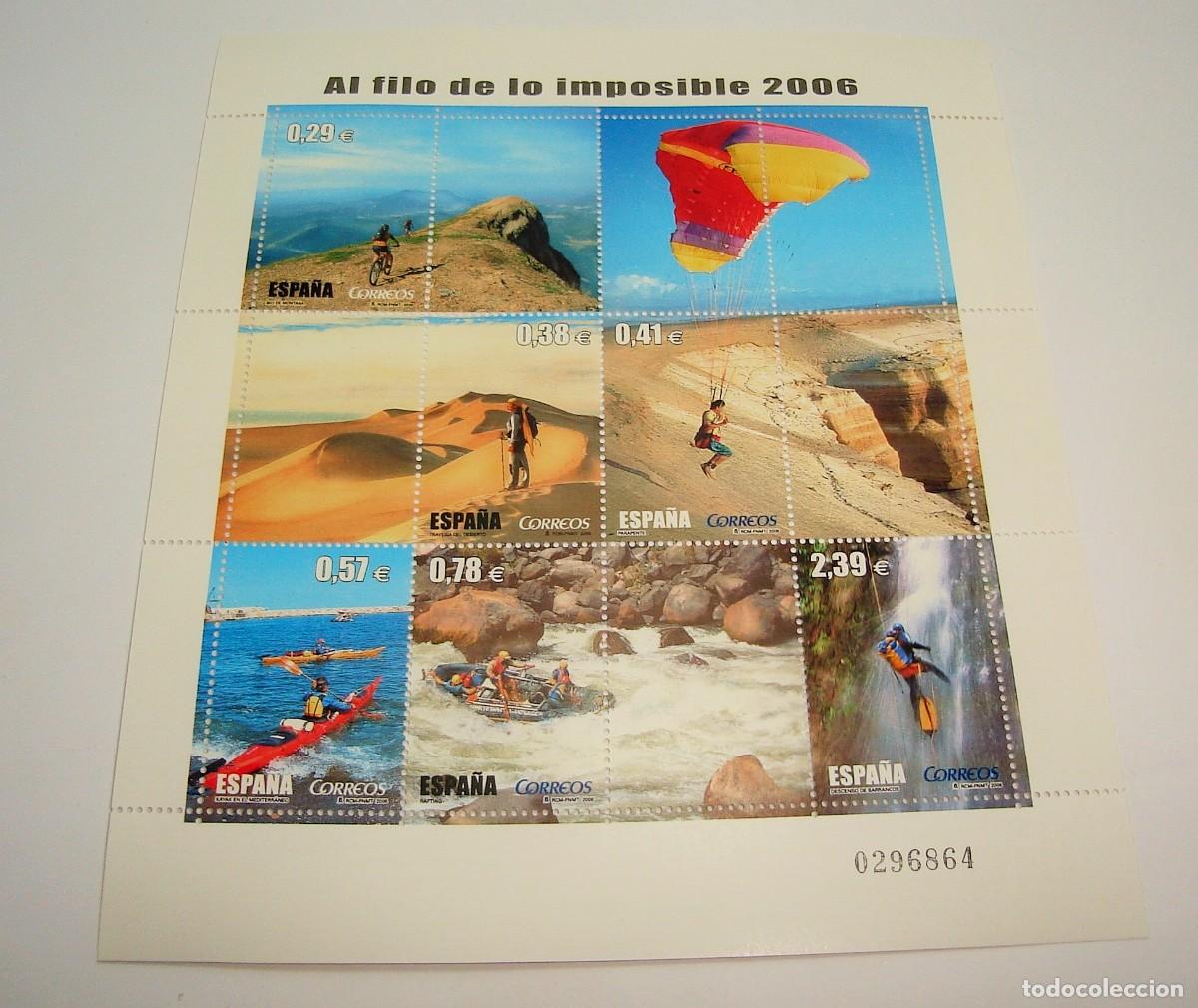 Sellos: FILATELIA CORREOS PLIEGO SELLOS AL FILO DE LO IMPOSIBLE 2006 LOTE 55