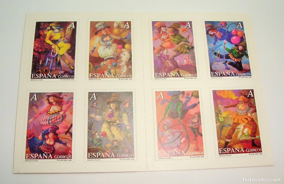 Stamps: FILATELIA CORREOS PLIEGO SELLOS MANOLO ELICES SERIE EL CIRCO LOTE 94