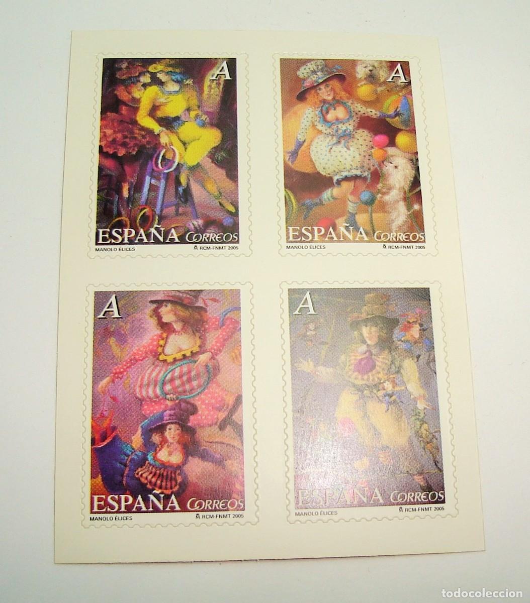 Stamps: FILATELIA CORREOS PLIEGO SELLOS MANOLO ELICES SERIE EL CIRCO LOTE 97