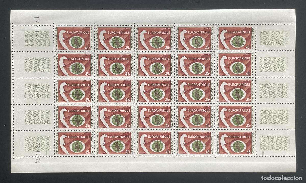 Briefmarken: Madagascar 1964 YT 396 bloque Europ&aacute;frica globo paloma cooperaci&oacute;n