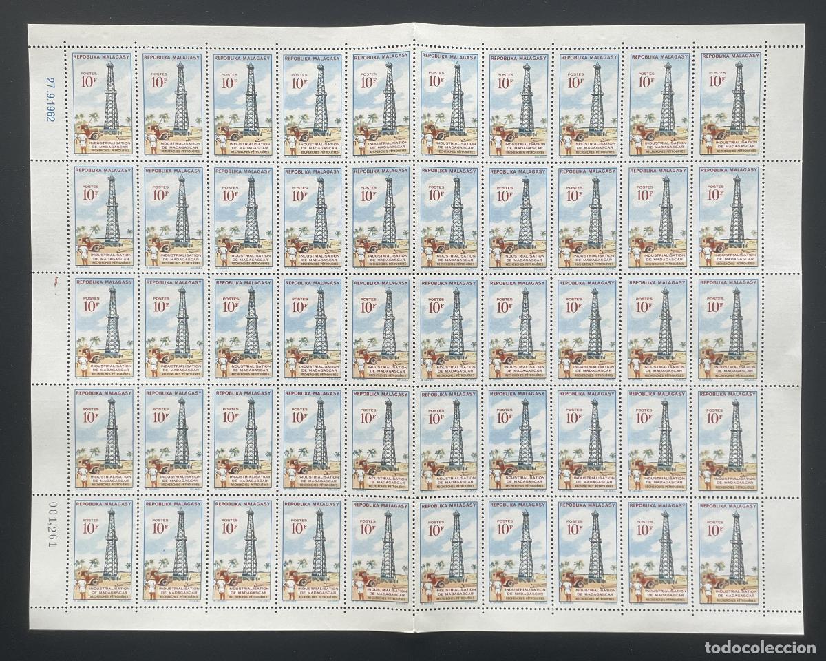 Sellos: Madagascar 1962 YT 374 bloque industrializaci&oacute;n derrick petr&oacute;leo