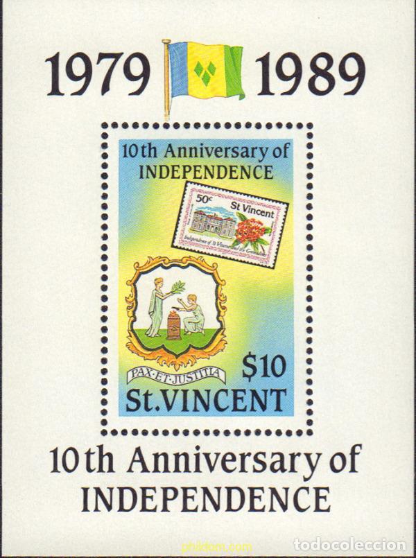 Sellos: 152846 MNH SAN VICENTE 1989 10 ANIVERSARIO DE LA INDEPENDENCIA
