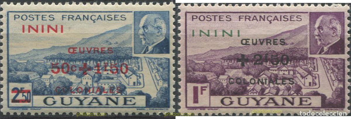 Sellos: 690345 HINGED ININI 1944 SOBRECARGA, OBRAS COLONIALES, ININI