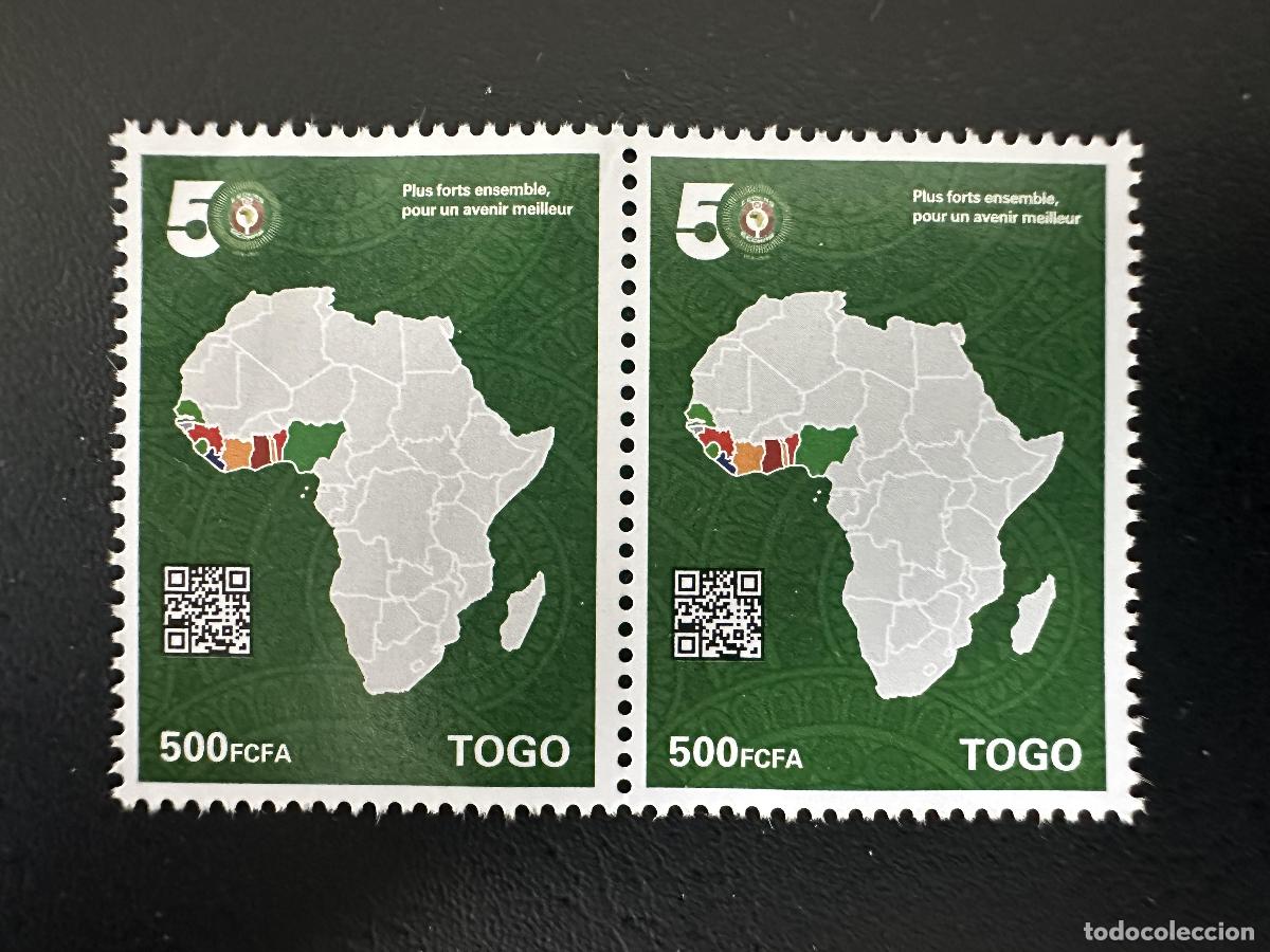Sellos: Togo 2026 par CEDEAO 50 a&ntilde;os mapa &Aacute;frica juntos futuro mejor