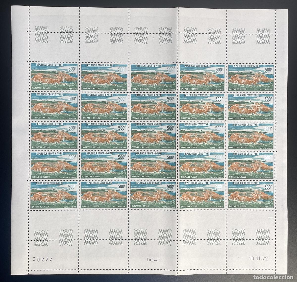 Sellos: Costa de Marfil 1972 YT PA 59 tabl&oacute;n Barrage Kossou airmail