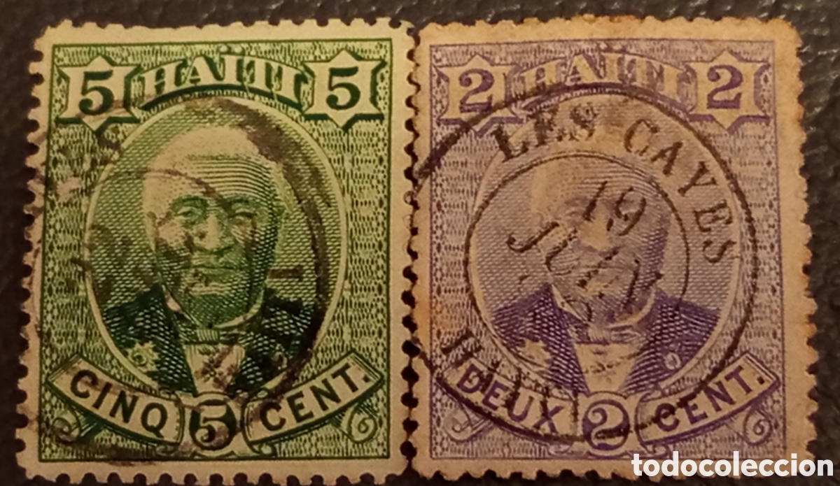 Sellos: Hait&iacute; 1887 - Pareja De Sellos Presidente Salomon 2c Y 5c Usados (Scott #22 Y #24)