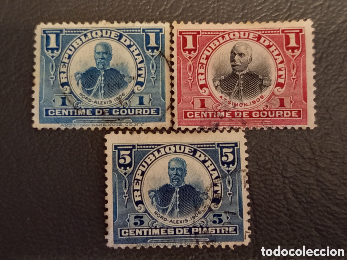 Sellos: Lote 3 Sellos Hait&iacute; 1906-1909 Jefes de Estado Usados - Scott #125 #129 #145
