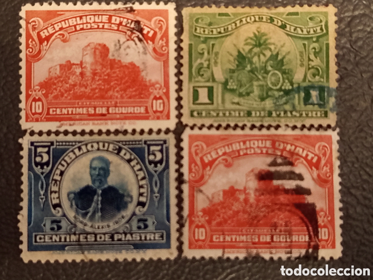 Sellos: Hait&iacute; 1904 - Colecci&oacute;n de 4 Sellos Antiguos - Presidente Nord Alexis / La Citadelle