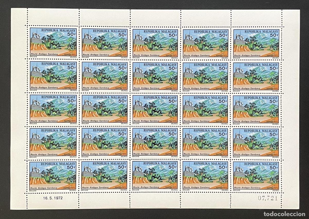 Sellos: Madagascar 1972 YT 507 tabl&oacute;n Ruta Andapa-Sambava paisaje monta&ntilde;a