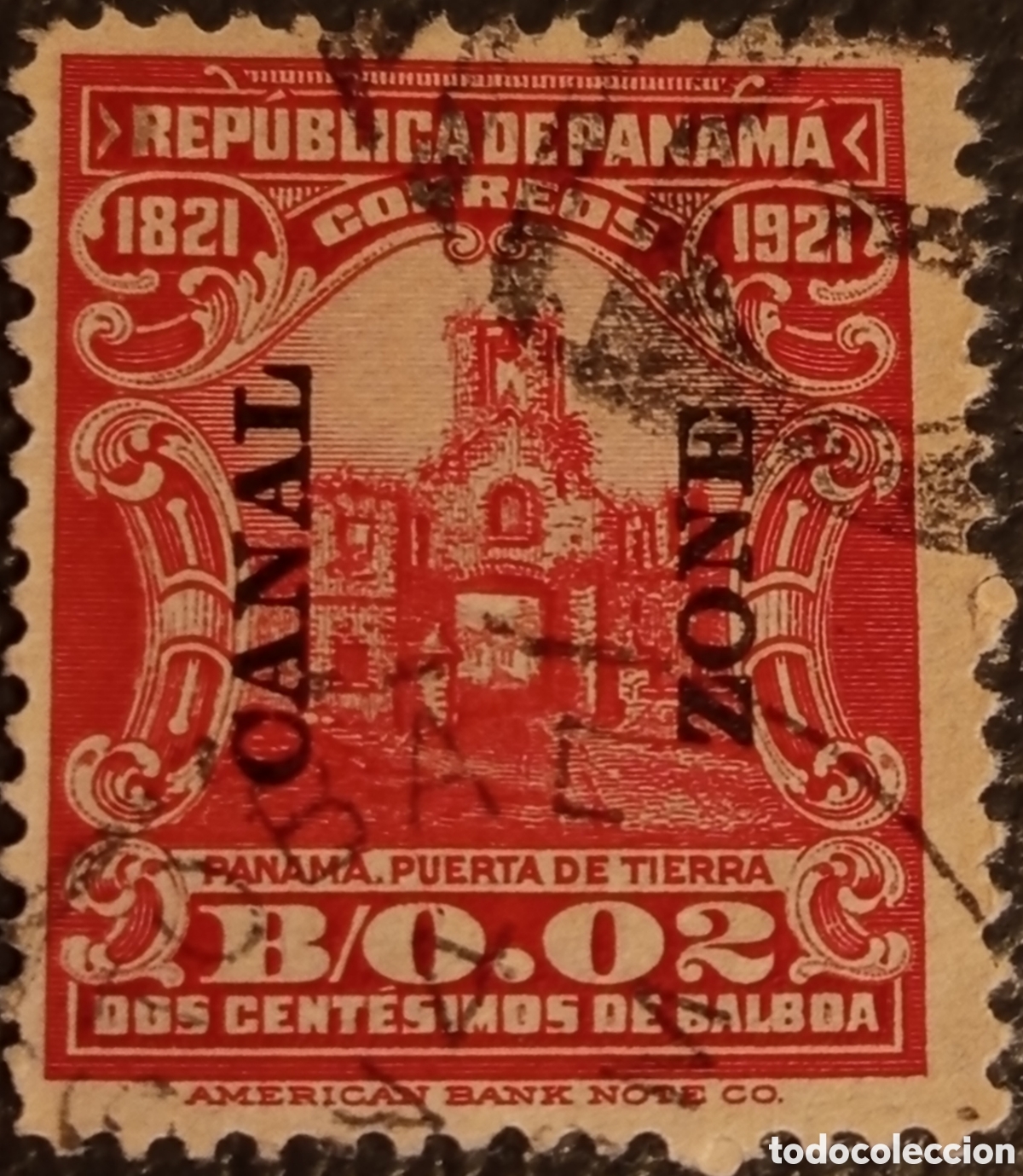 Sellos: Sello Canal Zone 1921 - Rep&uacute;blica de Panam&aacute;, 2c Balboa (Scott #61) Usado