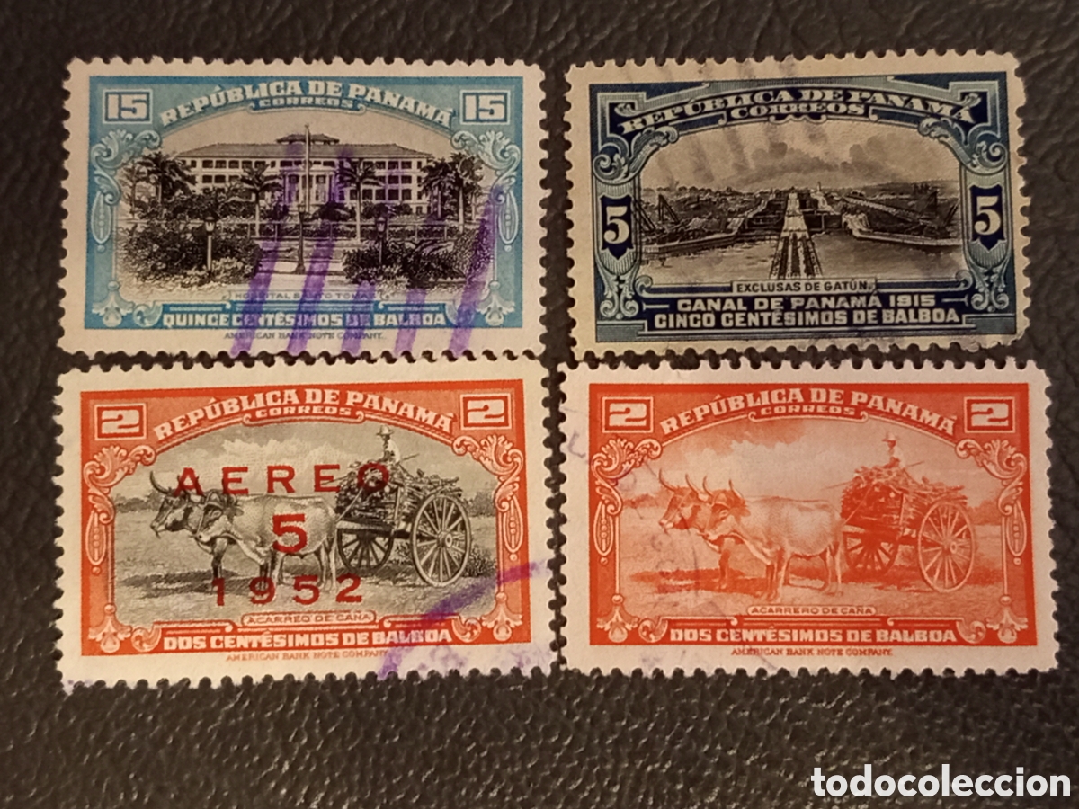 Sellos: Lote 4 Sellos Panam&aacute; 1915-1952, Scott #208, #204, #202 y C128 Usados