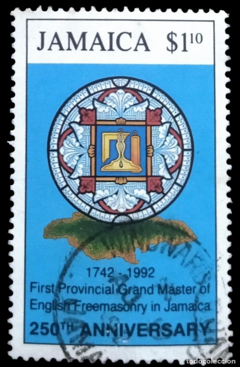 Sellos: JAMAICA 1992 250 Aniversario de la primera nominaci&oacute;n de la Gran Logia de la francmaso. USADO.