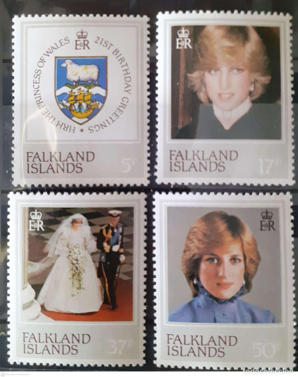 Sellos: ISLAS FALKLAND (MALVINAS) n&ordm; 348/351** 21 cumplea&ntilde;os de la princesa Diana. Serie completa