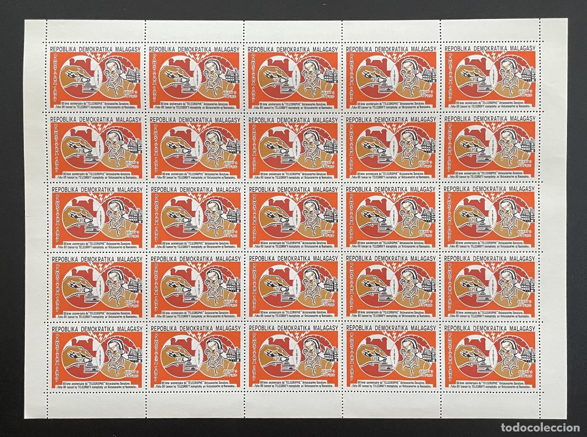 Sellos: Madagascar 1977 YT 617 tabl&oacute;n tel&eacute;grafo Antananarivo Tamatave