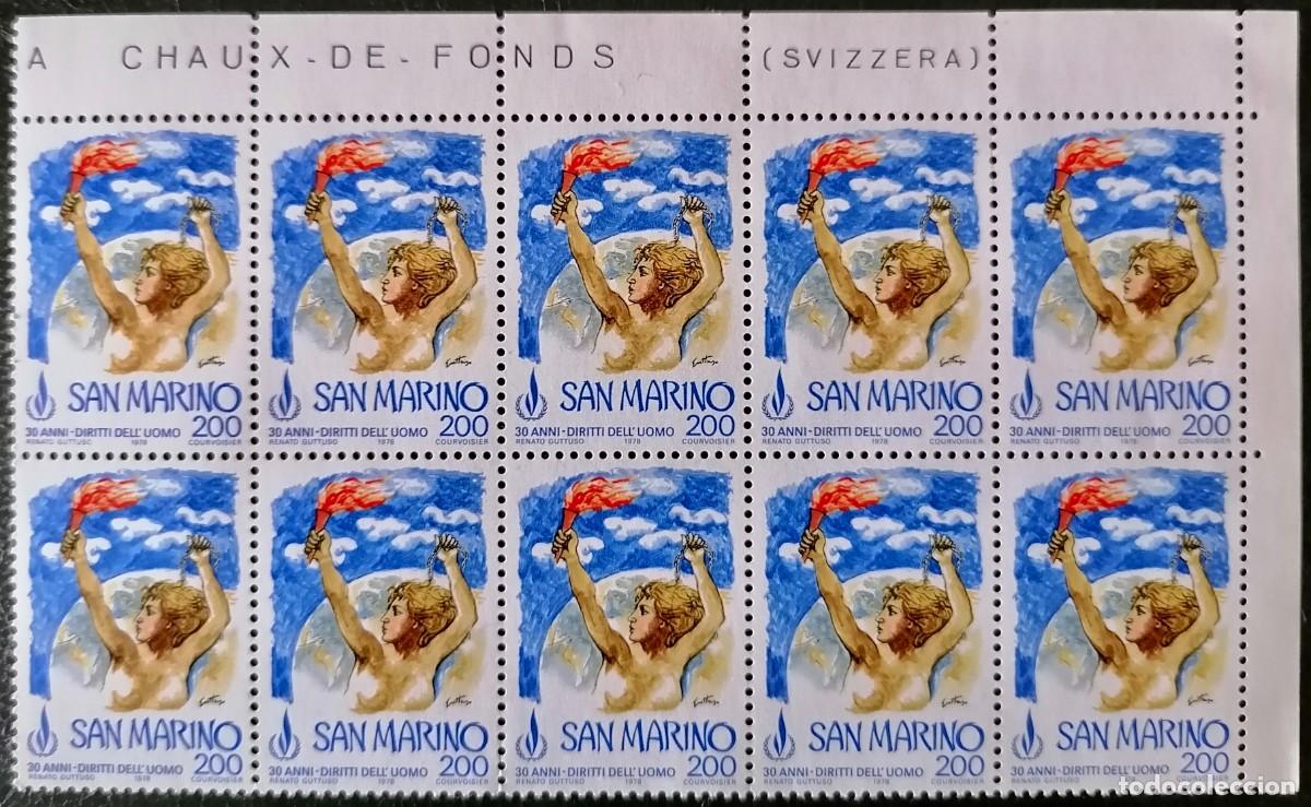 Sellos: SAN MARINO 1978 - ANIVERSARIO / DECLARACI&Oacute;N DERECHOS HUMANOS .