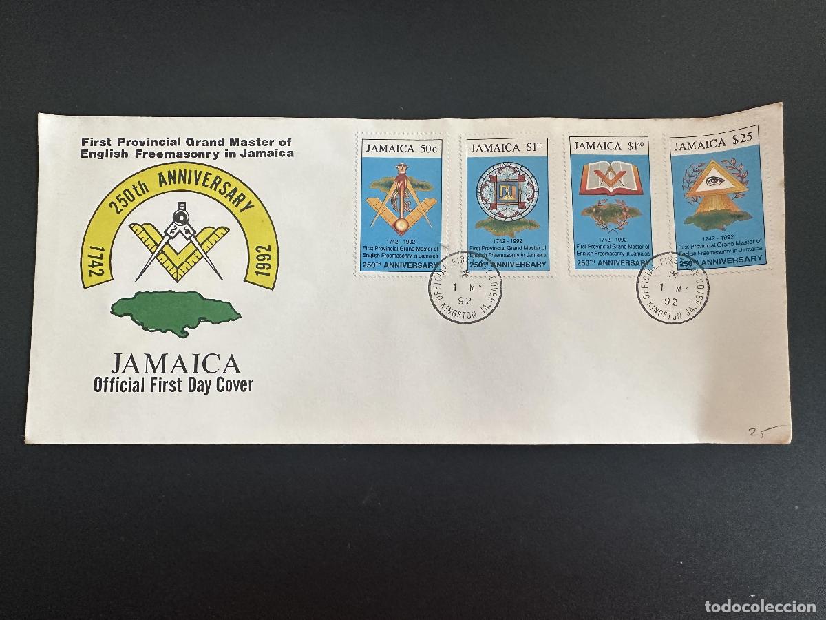 Sellos: Jamaica 1992 FDC Mi. 788 - 791 Francmasoner&iacute;a Maestra masoner&iacute;a